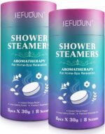 Shower Steamers Aromatherapy 8 Packs, Long-Lasting 8 Scents Shower Bombs with Essential Oils for Home-Spa Relaxation, Stress Relief Shower Tablets, Shower Bombs Aromatherapy, Gifts for Friends (2PCS) - Image 2