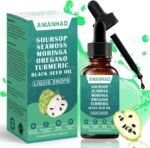 Soursop, for Immune Support, Gut Health, Soursop Bitters Liquid Drops, with Sea Moss, Moringa, Turmeric, Black Seed Oil, Oregano, Ashwagandha | Herbal Extracts for Overall Health-Enhancing, 60ml - Image 2
