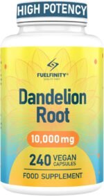 Strong Dandelion Root Capsules 10,000mg | 240 Vegan Capsules | High Strength for Bloating & Water Retention | Fluid Balance with High Absorption | Liver Detox | FuelFinity® | Vegan - Image 2