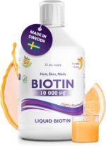 Swedish Nutra - Biotin 10,000 UG Liquid Supplement - Pack of 500 ml, 33 Day Supply | Plus Vitamin C for Healthy Hair, Skin & Nails | Vegan & Gluten Free | 100% Natural Orange Flavour - Image 2