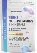 Teen Multivitamin | 120 Vegan Tablets | One-a-Day Formula | 28 Nutrients with Biotin, Folic Acid, Iron, Vitamin C & B6 | Multivitamin Support for Teenage Boys & Girls | by Horbaach - Image 2