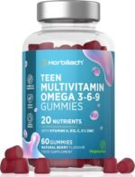 Teen Multivitamin Gummies | 60 Count | 20 Nutrients with Added Omega 3 6 9 | Berry Flavoured Supplement for Teenage Boys and Girls | Vegetarian | by Horbaach - Image 2