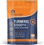 Turmeric 3000mg High Strength Supplement with Black Pepper and Ginger - 180 Vegan Tablets (Not Capsules) - Turmeric with Active Ingredient Curcumin - Made in The UK by Howard & James - Image 2