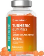 Turmeric Gummies with Black Pepper & Ginger 3216mg | High Strength Curcumin Supplement | 60 Vegan Gummies | Natural Orange Flavour - Tablet Alternative | by Horbaach - Image 2