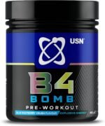 USN B4 Bomb Energy Drink Powder, Blue Raspberry - 180g, with Vitamin B12 & B6, Creatine, Caffeine & Zynamite for Stamina & Explosive Energy, Glucose Free, No Added Sugar, Quality Dietary Supplement - Image 2
