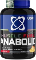 USN Muscle Fuel Anabolic All-In-One Muscle Mass Gainer, Banana Flavour - 2kg, 54g Protein Powder, 5g Creatine Powder & 5g BCAA Powder For Maximum Muscle Growth, Post Workout Recovery Drink Mix - Image 2