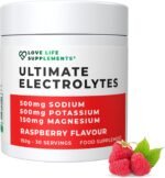 Ultimate Electrolytes Powder, 500mg Sodium, 500mg Potassium, 150mg Magnesium, 150g - 30 Servings, Pink Himalayan Salt for Hydration, Raspberry Flavour, Sweetened with Stevia - Love Life Supplements - Image 2