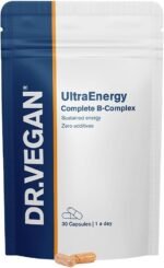 UltraEnergy | High Strength Vitamin B Complex | Includes Vitamin B12 (100ug), Choline (50mg), Biotin (50ug) and Folate (200ug) | 30 Vegan Capsules | One-A-Day | DR.VEGAN - Image 2
