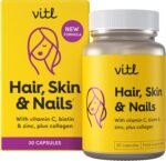 VITL Hair, Skin & Nails + Collagen, A dose of Classic Complexion Heroes Such as Collagen, Vitamin E, Biotin and Zinc | 30 Capsules - Image 2