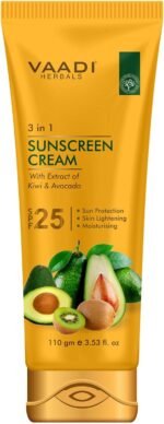 Vaadi Herbals Organic Sunscreen Cream SPF-25 with Extracts of Kiwi & Avocado 110 gms Non Greasy - Image 2