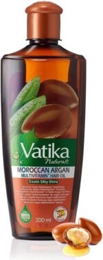 Vatika Naturals Argan Enriched Hair Oil - 200ml | Multivitamin A, E & F | Brilliant Shines, Non-Greasy Formula | For Moisture Soft Hair - Image 2