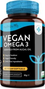 Vegan High Strength Omega 3 2000mg Soft Gels - 600mg DHA & 300mg EPA per Serving - Plant-Based Omega 3 Softgels Derived from Sustainable Algal Oil - 60 Vegan Softgels - Made in The UK by Nutravita - Image 2