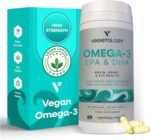 Vegetology, Vegan Omega 3 Capsules High Strength, 800mg of EPA DHA from Algae Oil, with Added Vitamin D3, Supports Heart, Brain Function and Eye Health, 60 Capsules, UK Made - Image 2