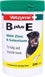 Vetzyme B Plus E Dog Vitamins and Supplements (200 Tablets) - With Zinc and Selenium, Supports Muscle Tone and Good Health - Image 2