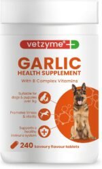 Vetzyme Garlic Health Supplement for Dogs (240 Tablets) - With B Complex Vitamins to Promote Fitness and Support a Healthy Immune System - Image 2