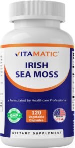 Vitamatic Organic Irish Sea Moss 120 Vegetarian Capsules - Made with Organic Bladderwrack & Organic Burdock Root - Seamoss Supplement for Thyroid, Energy, Immune Support - Image 2