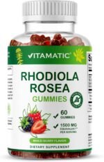 Vitamatic Sugar Free Rhodiola Rosea Gummies 1500 mg Equivalent Per Serving – 60 Gummies – Mixed Berry Flavor – Adaptogen Supplement – Supports Energy, Mood & Focus – Non-GMO, Made in The USA - Image 2