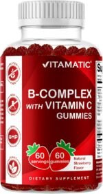 Vitamatic Vitamin B Complex Gummies with Vitamin C & Inositol - Natural Strawberry Flavor - 60 Gummies - Image 2
