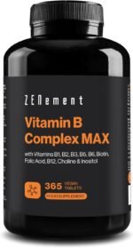 Vitamin B Complex MAX, with Vitamins B1, B2, B3, B5, B6, Biotin, Folic Acid, B12, Choline & Inositol, 365 Vegan Tablets | Helps Reduce Fatigue & Immune System | Zenement - Image 2