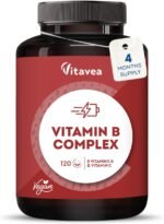 Vitamin B Complex with Vitamin C High Strength – All 8 B Vitamins (B1, B2, B3, B5, B6, B7, B9, B12) – 1 Tablet a Day – 120 Tablets – Energy & Nervous System Support – Vitavea - Image 2