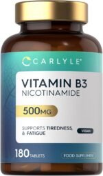 Vitamin B3 Nicotinamide 500mg | 180 Vegan Tablets | High Strength Vitamin B3 Niacin Supplement (Niacinamide) | Flush Free Formula | Suitable for Vegetarians and Vegans | by Carlyle - Image 2