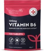 Vitamin B6 100mg - 120 Vitamin B6 High Strength Vegan Tablets – B6 Vitamins to Support Normal Function of The Immune and Nervous System - Contributes to Reduction of Tiredness and Fatigue - Nutravita - Image 2
