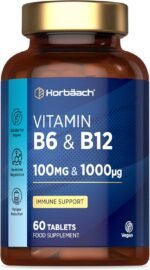 Vitamin B6 and B12 High Strength | 60 Tablets | High Strength Blend with 100mg of Vitamin B6 (Pyridoxine) and 1000ug of Vitamin B12 (Methylcobalamin) | Suitable for Vegans & Vegetarians | by Horbaach - Image 2