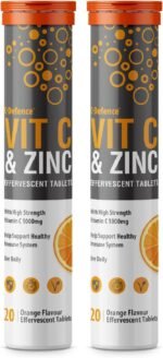 Vitamin C 1000mg & Zinc 15mg Orange Flavour Effervescent Tablets by Club Vits (2 Tubes of 20 Tablets) - Image 2