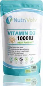Vitamin D 1000IU | 6 Months Supply | 180 Easy-Swallow Vitamin D3 Vegetarian Tablets | High Strength | Immune & Bone Support Supplement | General Health & Wellbeing | 25µg - Image 2