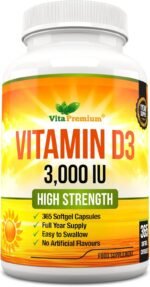 Vitamin D 3,000 IU, High Strength Vitamin D3 Supplement, 365 Easy to Swallow Softgels - Full Year Supply - Image 2