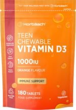 Vitamin D3 1000IU Tablets for Teens | 180 Vegetarian Chewable Tablets | High Strength Supplement for Teenagers Aged 13+ | Orange Flavoured | No Artificial Preservatives | by Horbaach - Image 2