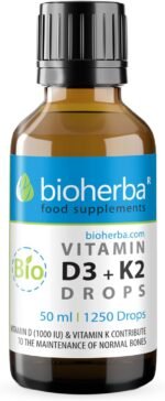 Vitamin D3 + K2 Drops by Bioherba – High Strength MK-7 & MCT Oil Formula | 1250 Drops | Vegan Liquid Supplement with No Additives - Image 2