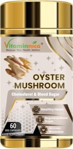 Vitaminnica Oyster Mushroom Supplement 500mg (20:1 Extract)| 100% Fruiting Bodies | 60 Vegan Capsules | Nootropics for Cholesterol & Blood Sugar Support - Image 2