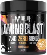 Warrior Amino Blast 270g – BCAA Powder – Branched Chain Amino Acids Supplement, Intra Workout & Recovery, Energy Drink – 30 Servings (Fruit Salad) - Image 2