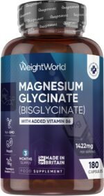 WeightWorld Magnesium Glycinate 1422mg | with Added Vitamin B6 | 180 Vegan Capsules | 3 Months Supply | Non-GMO & GMP- Approved Magnesium Supplements for Men & Women | Made in The UK - Image 2