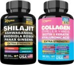 Wellness Duo - Shilajit, Ashwagandha, Rhodiola Rosea, Panax Ginseng, Ginkgo Biloba, Cordyceps Mushroom, Turmeric, & Collagen Types I II III V X, Biotin, Keratin, Hyaluronic Acid, Quercetin - Image 2