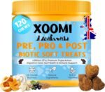 XOOMI Dog Probiotics, Prebiotic + Probiotic + Postbiotic Chews, 6 Strains & 6 Billion CFU, Gut Health, Stool Consistency & Digestive Support, 120 Soft Treats with Pumpkin Papaya & Yoghurt, UK Brand - Image 2