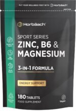 Zinc, Magnesium with Vitamin B6 Tablets | 6 Month Supply | 100% NRV High Strength Muscle Support Supplement | 3-in-1 Complex | 180 Vegan Tablets | Sport Series by Horbaach - Image 2