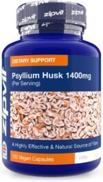 Zipvit Psyllium Husk Fibre Supplement, 1400mg Psyllium Husk Powder, Up to 4200mg Per Serving, 120 Vegan Capsules - Image 2
