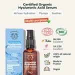 BIONOBLE Hyaluronic Acid Serum for Face Certified Organic - Hydrating, Anti Aging, Wrinkle - Face Serum for Women Mature Skin and All Types - Vegan Pure Hyaluronic Acid - Glass Bottle, Pump - 100ml - Image 3