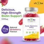 Biotin Gummies 10000mcg Per Serving – 150 High Strength Vitamin B7 for Hair Growth, Skin & Energy Support | Natural Strawberry Flavour Biotin Supplement | Vegan Hair Gummies by vh1be - Image 3