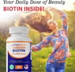 Vitamatic High Potency Biotin 20000 mcg (20mg) with Keratin 100mg - 120 Vegetarian Tablets - Biotin Supplements for Healthy Hair Skin & Nails for Adults (120 Count (Pack of 1)) - Image 5