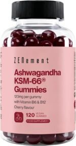 Ashwagandha KSM-66® Gummies with Vitamins B6 & B12 – 1500 mg Root (120 mg Extract per Gummy) – 120 Vegan Gummies with Cherry Flavour – 4-Month Supply – Zenement - Image 2