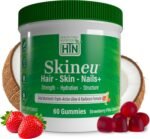 Health Thru Nutrition Skineu Hair, Skin & Nails+ Gummies | Biotin 5000mcg, Hyaluronic Acid, Retinyl Palmitate | Beauty Support - Strength & Hydration | Strawberry Piña Colada Flavor | 60 Gummies - Image 2