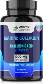 Marine Collagen 900 mg - High Strength 90 Capsules Collagen with Hyaluronic Acid and Vitamin C for Skin, Joints and Hair - Type 1 Hydrolysed Collagen Supplements for Women & Men - UK Made - Image 2