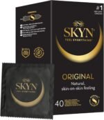 SKYN Original Condoms (40-Pack) - SKYNfeel Latex Free Condoms for Men, Regular Size, Strong & Thin, Smooth Straight Shape, Lubricated, 53mm Wide - Image 2