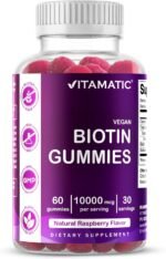 Vitamatic Biotin Gummies 10,000 mcg for Stronger Hair, Skin & Nails - 60 Vegan Gummies - Also Called Vitamin B7 - Image 2