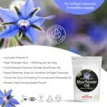 Starflower Oil 1000mg | 90 Premium Softgels | 178mg GLA | Cold-Pressed Borage Oil + Antioxidant Vitamin E | Omega 6 & 9 | PA-Safe | UK Made - Just Vitamins - Image 3