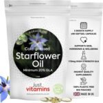Starflower Oil 1000mg | 90 Premium Softgels | 178mg GLA | Cold-Pressed Borage Oil + Antioxidant Vitamin E | Omega 6 & 9 | PA-Safe | UK Made - Just Vitamins - Image 2